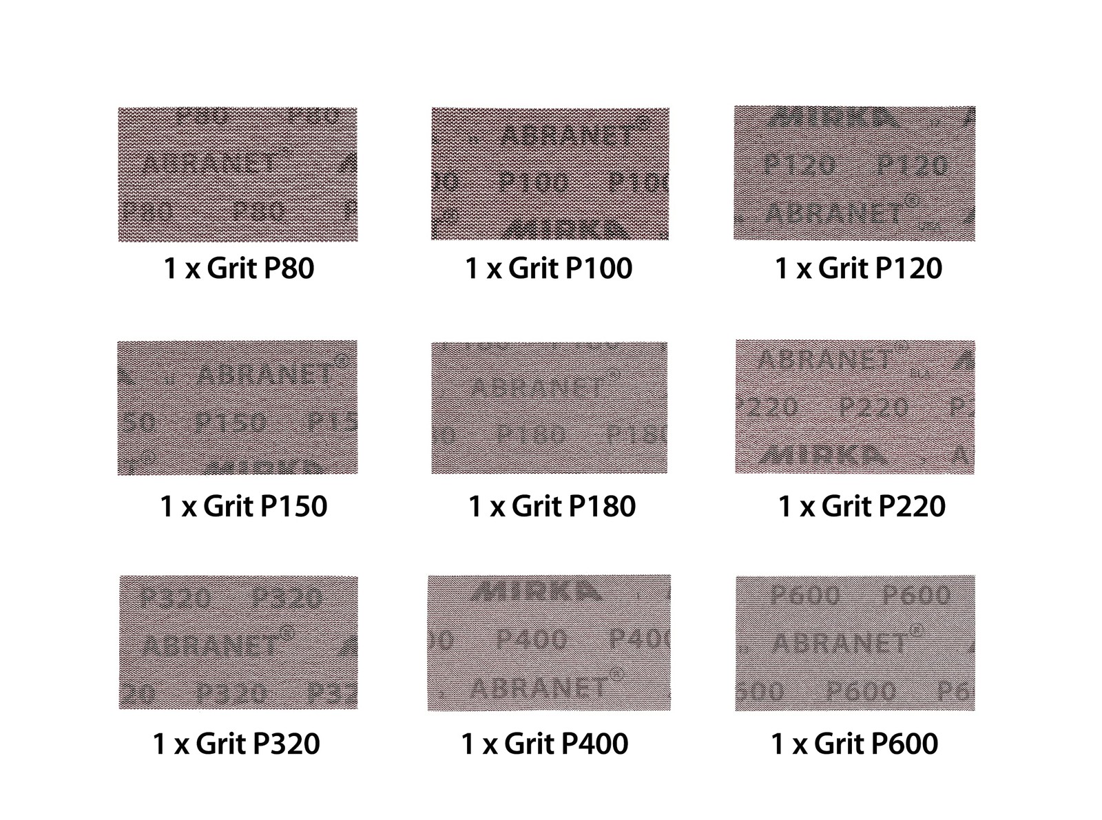 Mirka 9A-149-APRP 2 3/4-Inch by 5-Inch Abranet Assortment Pack, 1 Each P80 –