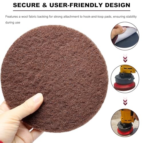 10 Pack 6 Inch Multipurpose Brown Scrubber Scouring Pads Flocking 120 Grit