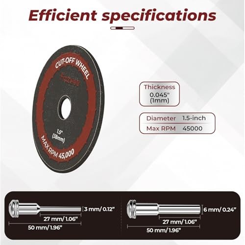 20 Pack 1.5″ Cut Off Wheels with 2 Shank(1/4″ Mandrel+1/8″ 1.5″20Pcs