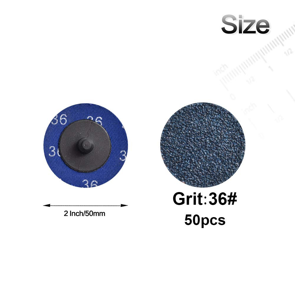 Quick Change Grinding Disc, 50 Pcs 2 Inch Sanding Discs, Zirconia Coated Roll Lo