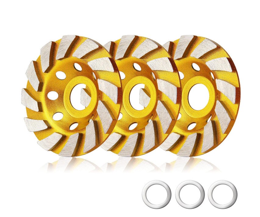 Pack 3 Muelas Diamantadas Copa 4″ Turbo 12 Segmentos para Hormigón