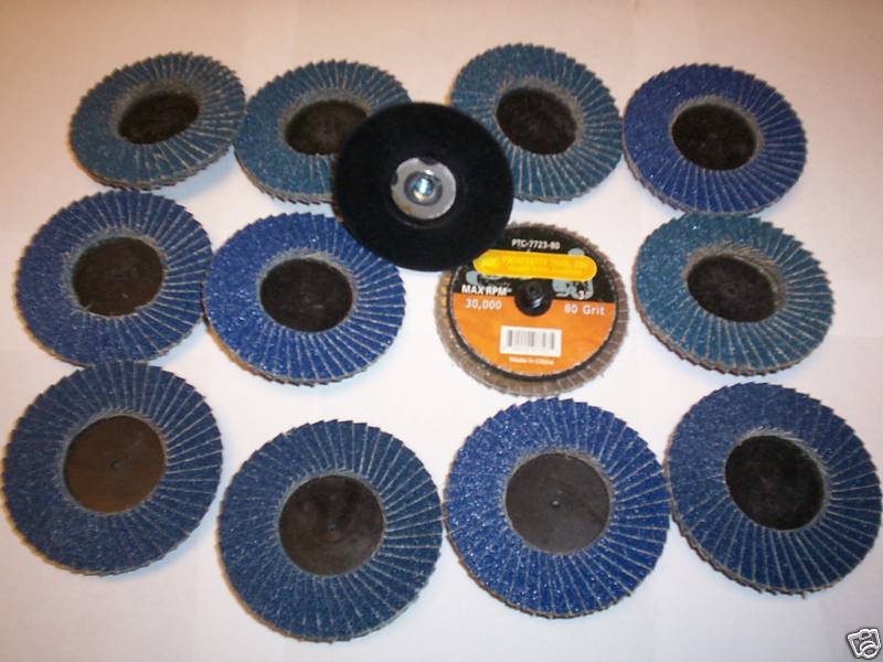 12 ROLL LOCK 3″ SANDING FLAP DISCS R TYPE W/MANDREL 3 GRITS