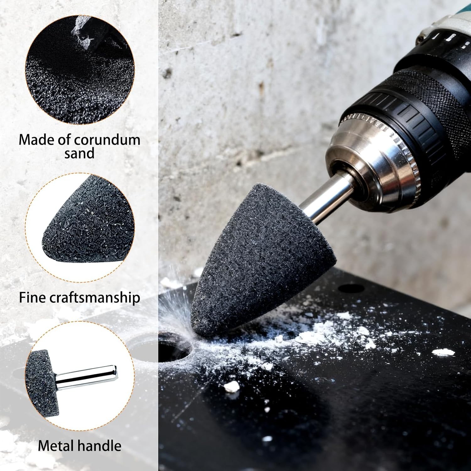 6 Pack 3 Shapes Abrasive Grinding Stone Mounted Grinding Bits 1/4 Inch Shank