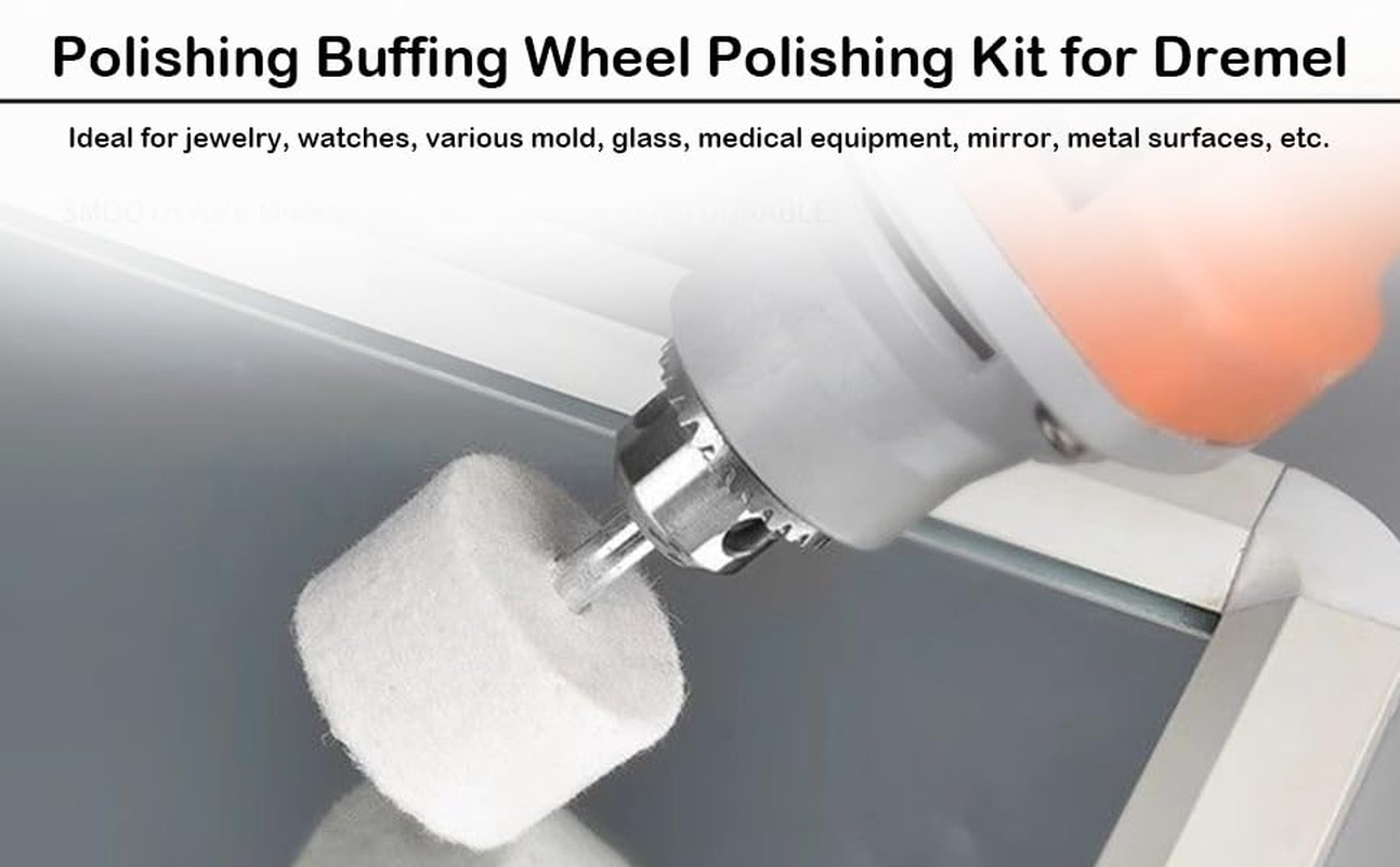 45Pcs 1-Inch 25Mm Polishing Wheel Set with 1/8-Inch Handle,9 Different Polishing