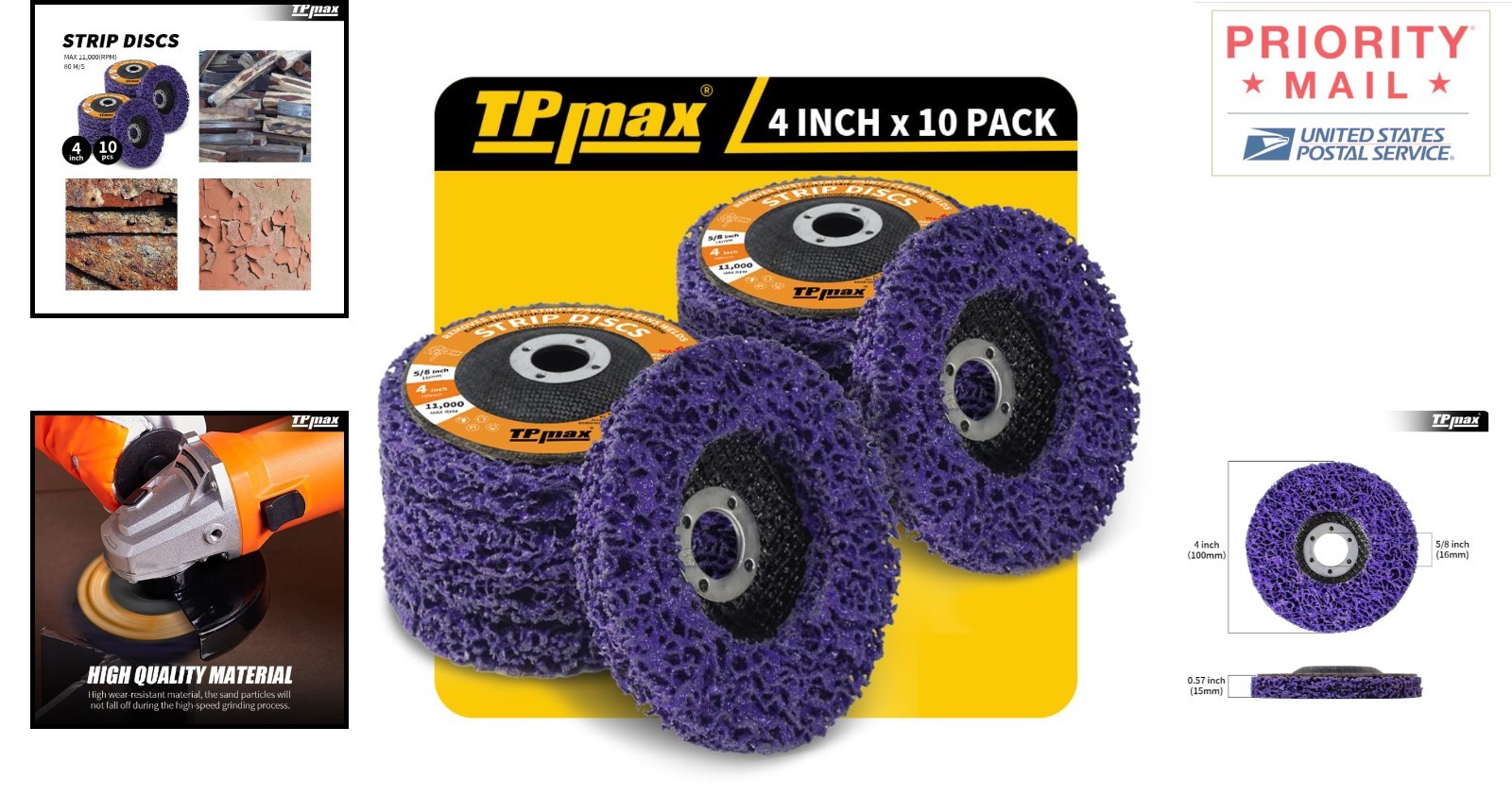 10 Pack Coarse Grit 4 Inch Stripping Discs Diamond for Grinding and Rust Removal