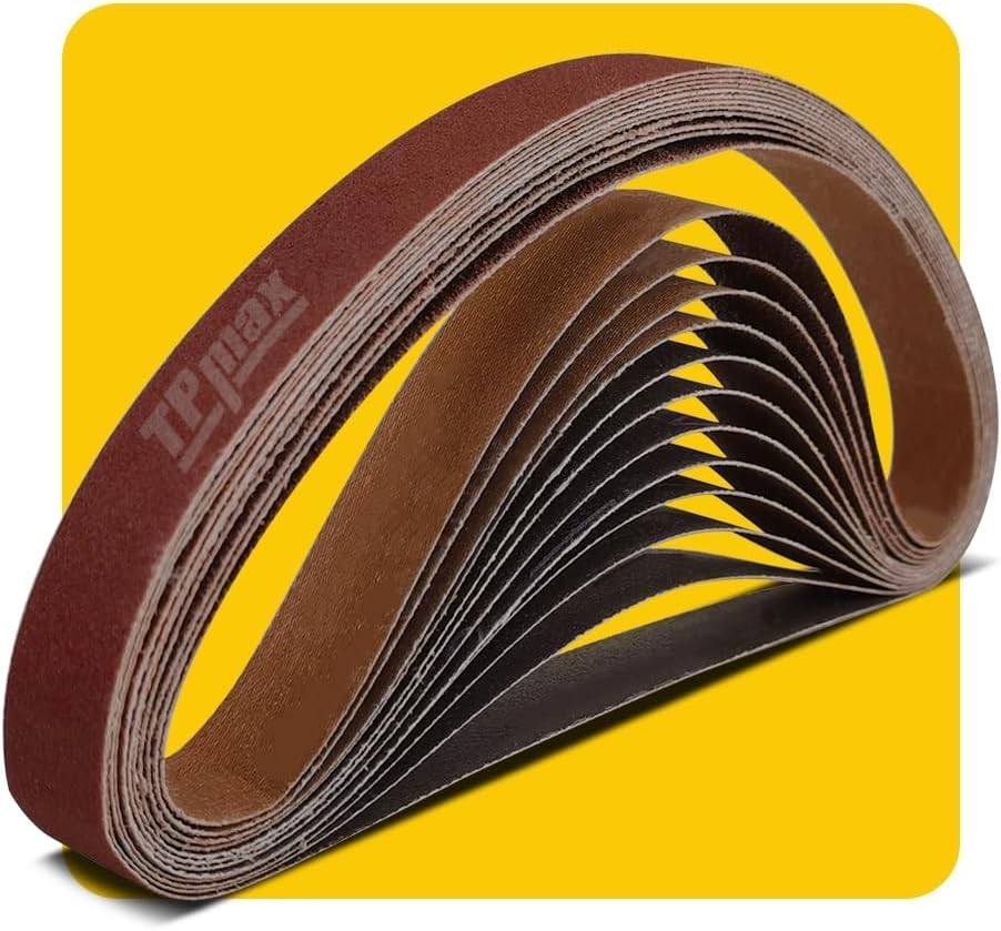 Antistatic Sanding Belt Pack – 1×42 Inch – 12-Pieces in 80, 120, 150 Grits