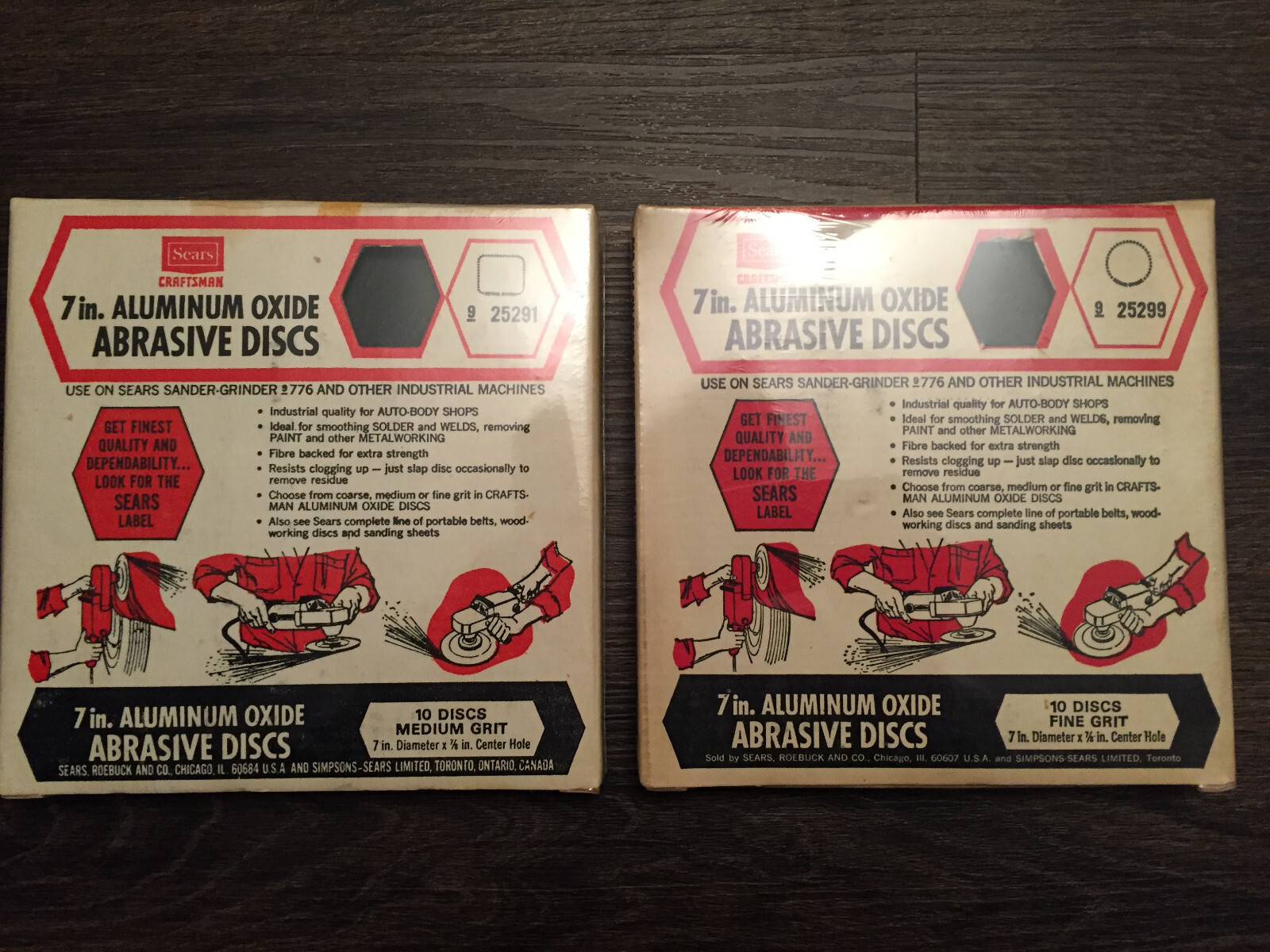 Sears Craftsman 7″ Aluminum Oxide Abrasive Disc 10 pack Medium & Fine Grit ~ NIB