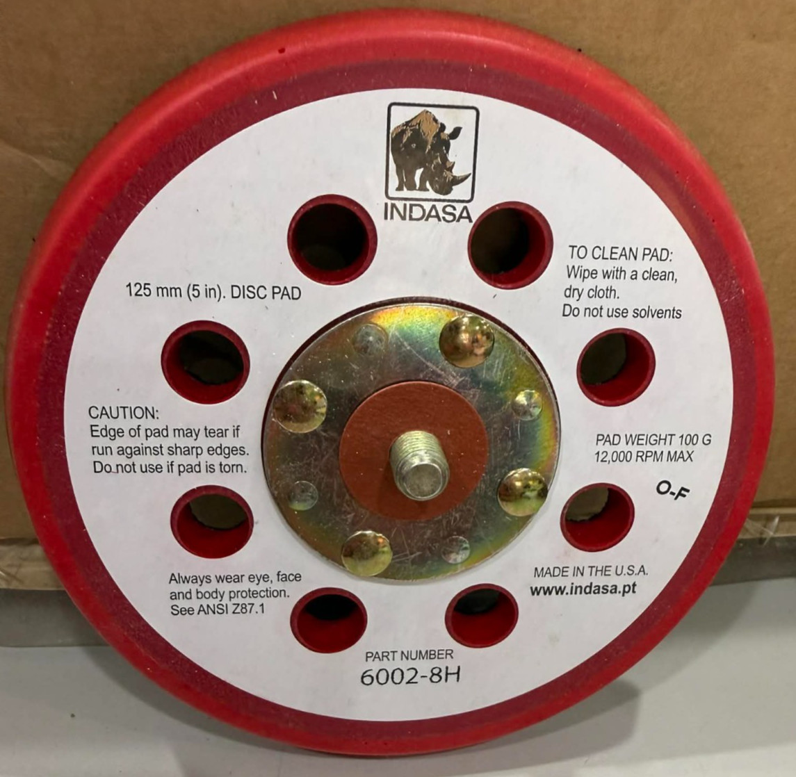 BLOW OUT! Indasa 5″ Back Up Pad #6002-8H – For Use with 8 Vacuum Hole H &L Discs