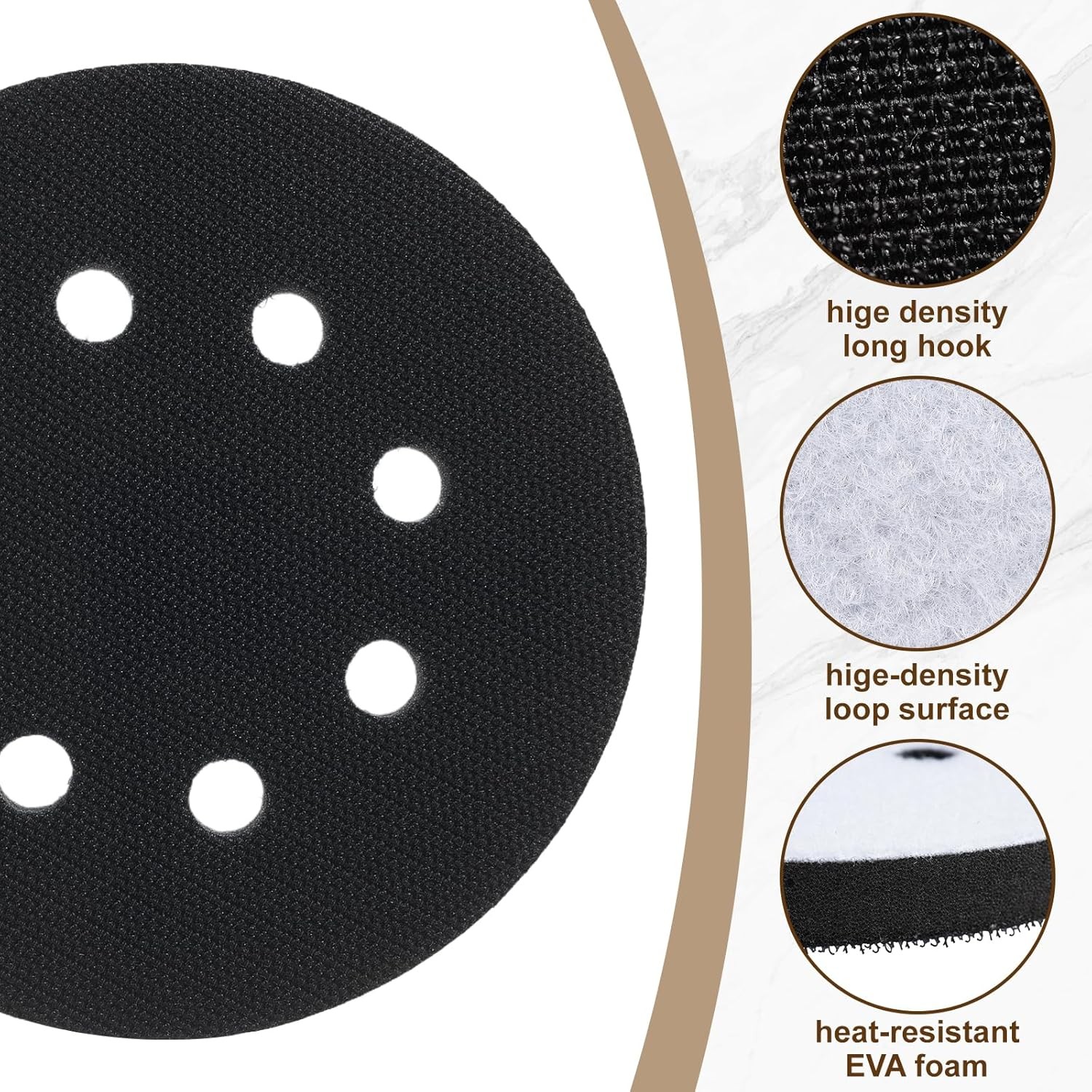 4 Pack Premium Foam Sanding Pads, 5 Inch 8 Holes Hook and Loop Sponge Cushion Bu