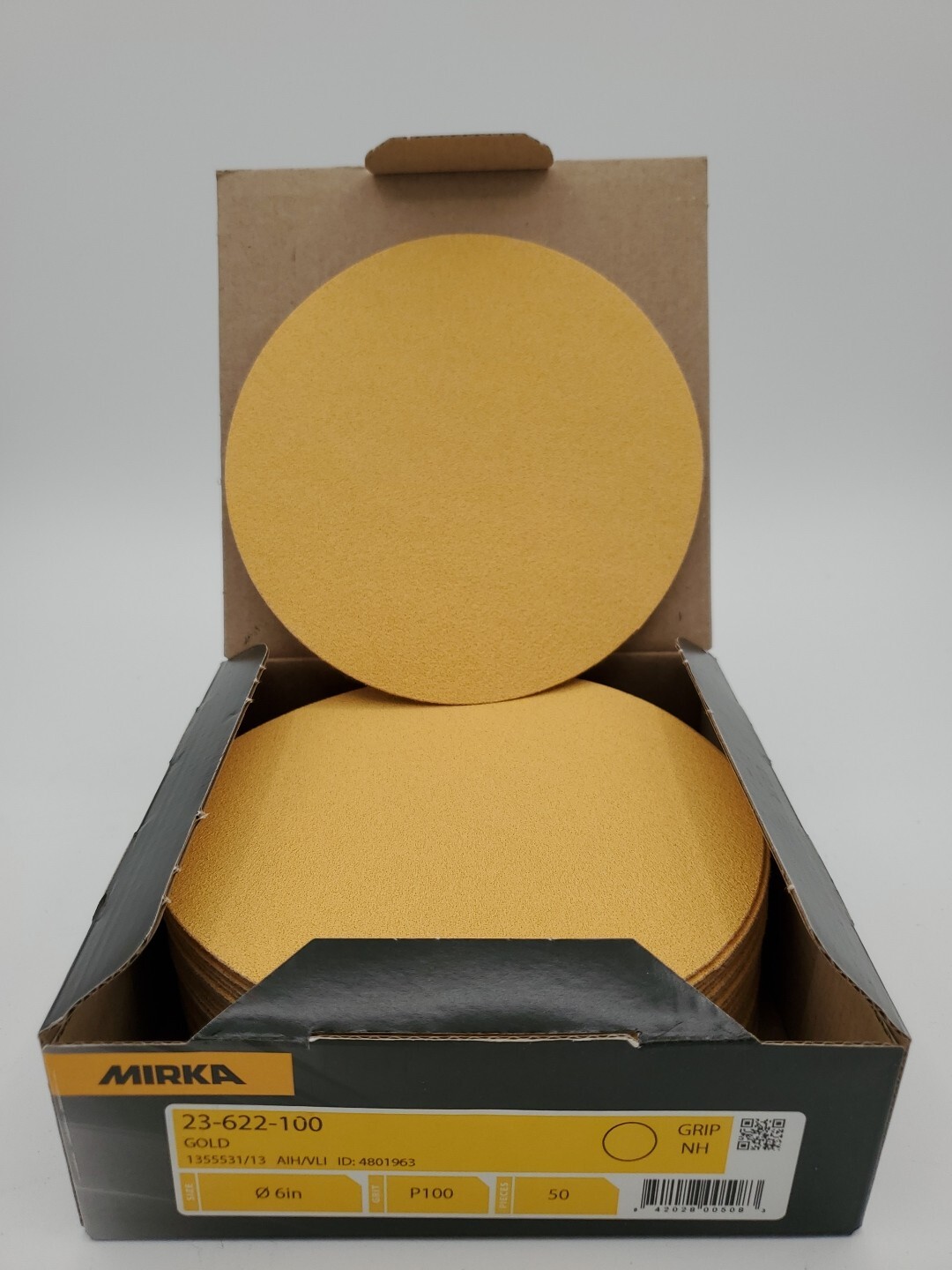 Mirka 23-622-100 Gold 6 In. Vacuum Disc P100, 50 Pieces.