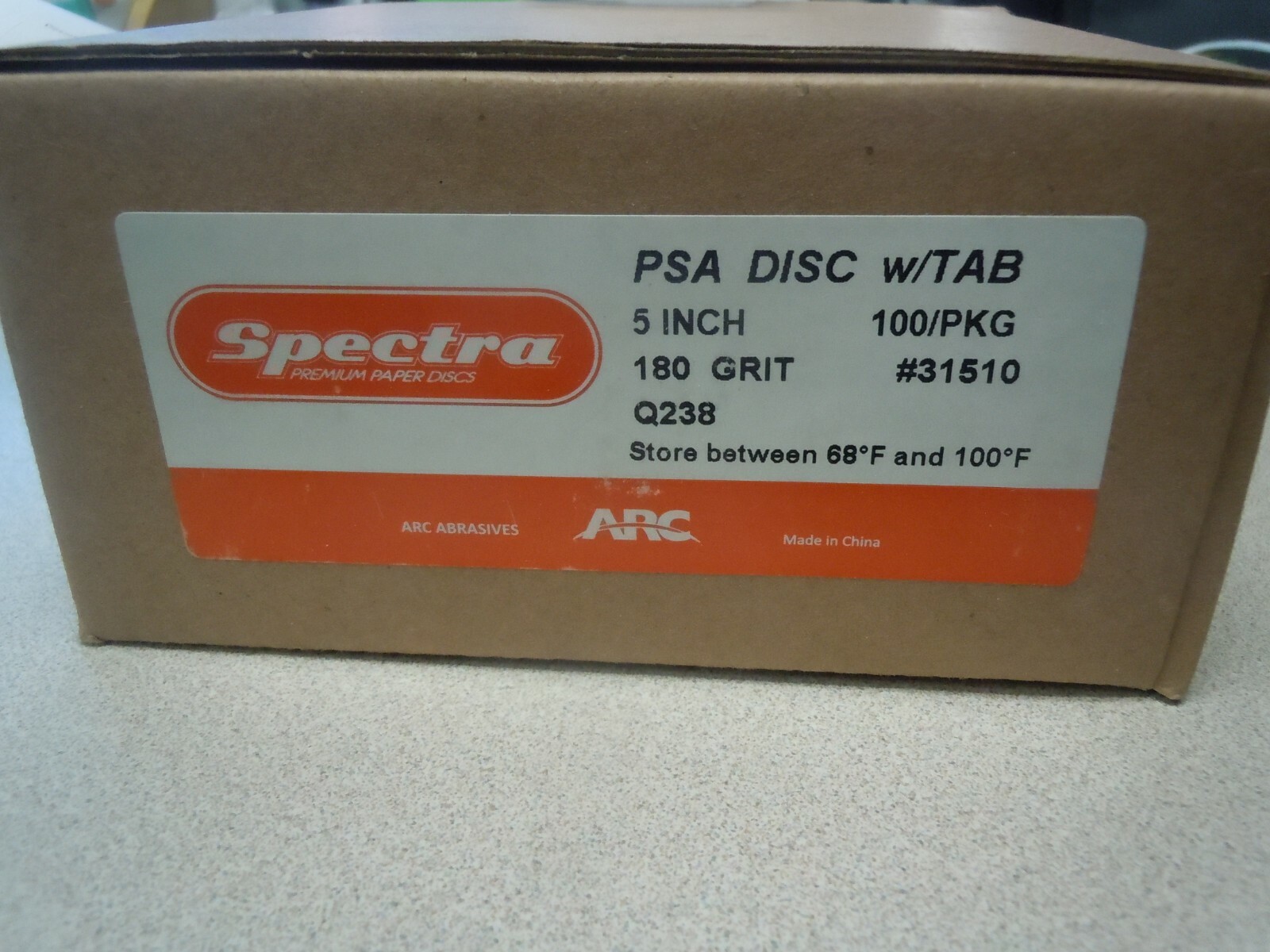 Arc Abrasives 31510 SPECTRA PSA Paper Sanding Discs w/ Tabs, 180 Grit, 5″ 100pkg