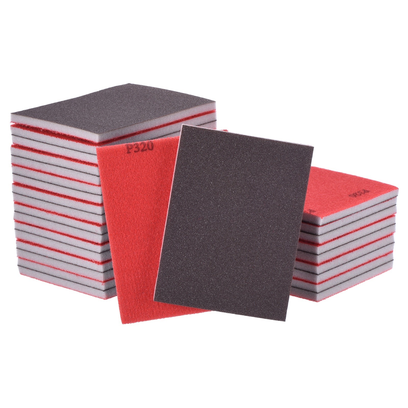 28 Pcs 320 Grit 4 x 2.8 Inch Hook & Loop Foam Sanding Blocks, Black