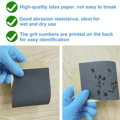 20PCS Sandpaper Variety Pack Wet Dry Assorted Grits 9″x3.6″ Sheets