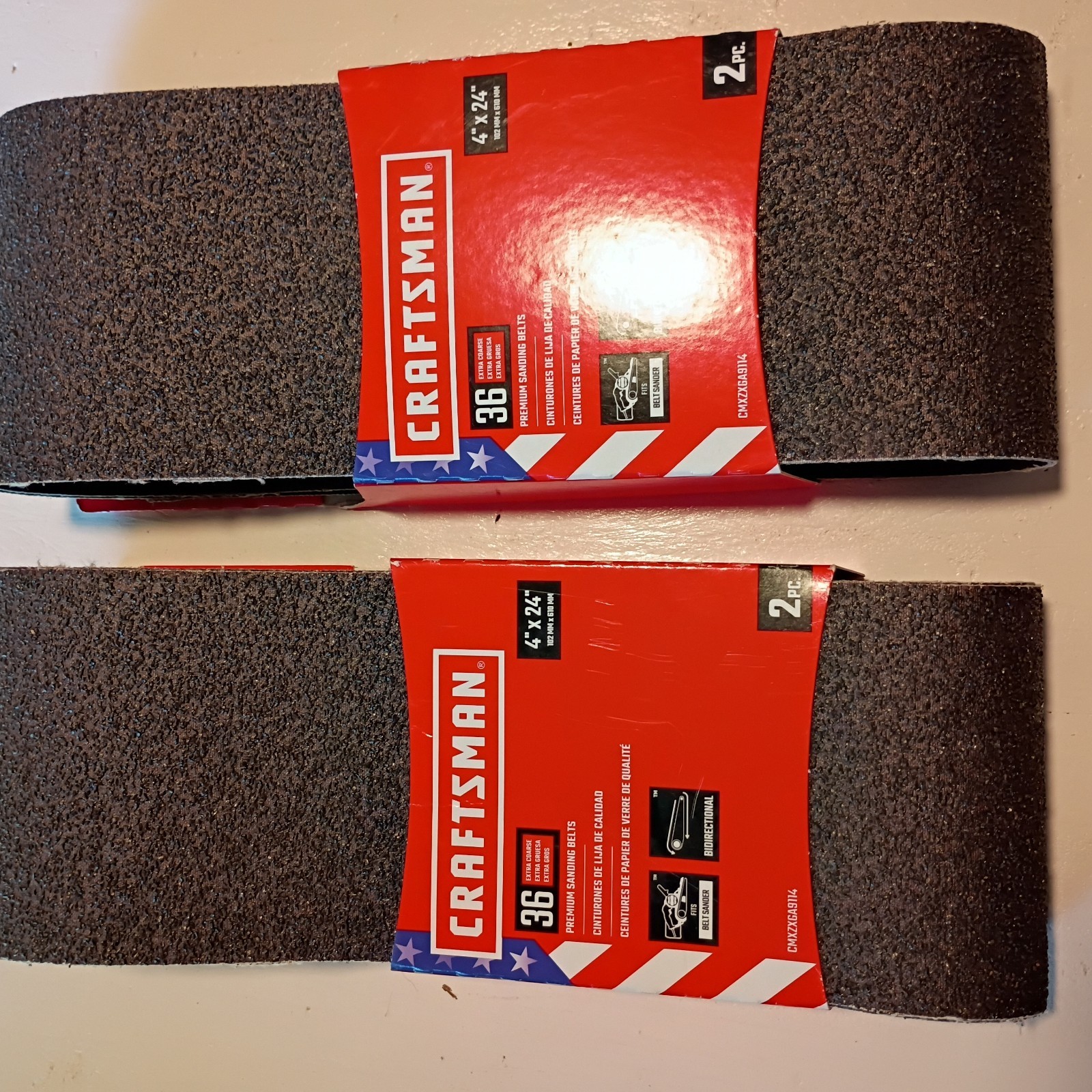 2 Pack Craftsman CMXZXGA9114 4×24 Sanding Belts Extra Coarse 36 Grit Belt Sander