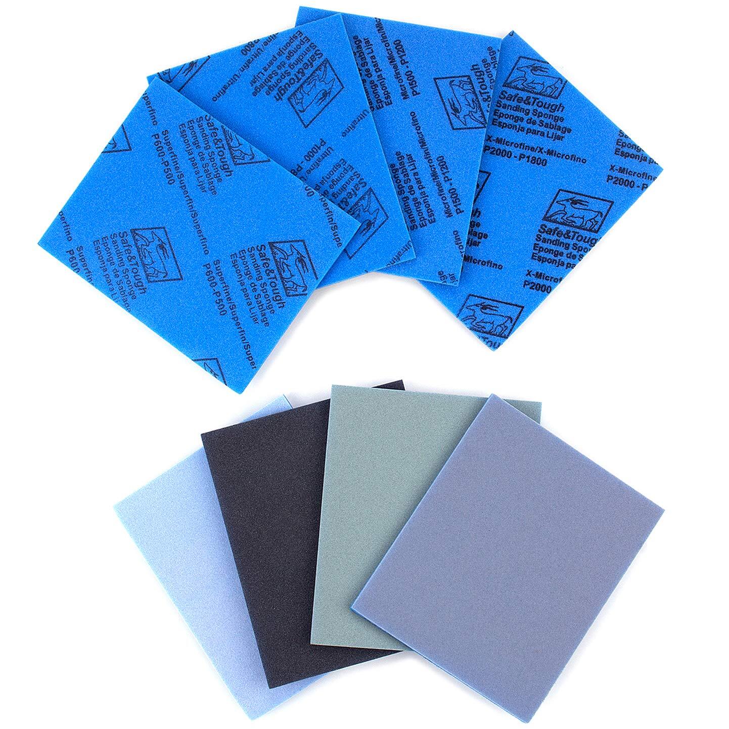 500-2000 Grit Sanding Sponge 8 Pads, 4.5″ x 5.5″ x 0.2″ Assorted Wet or Dry U…