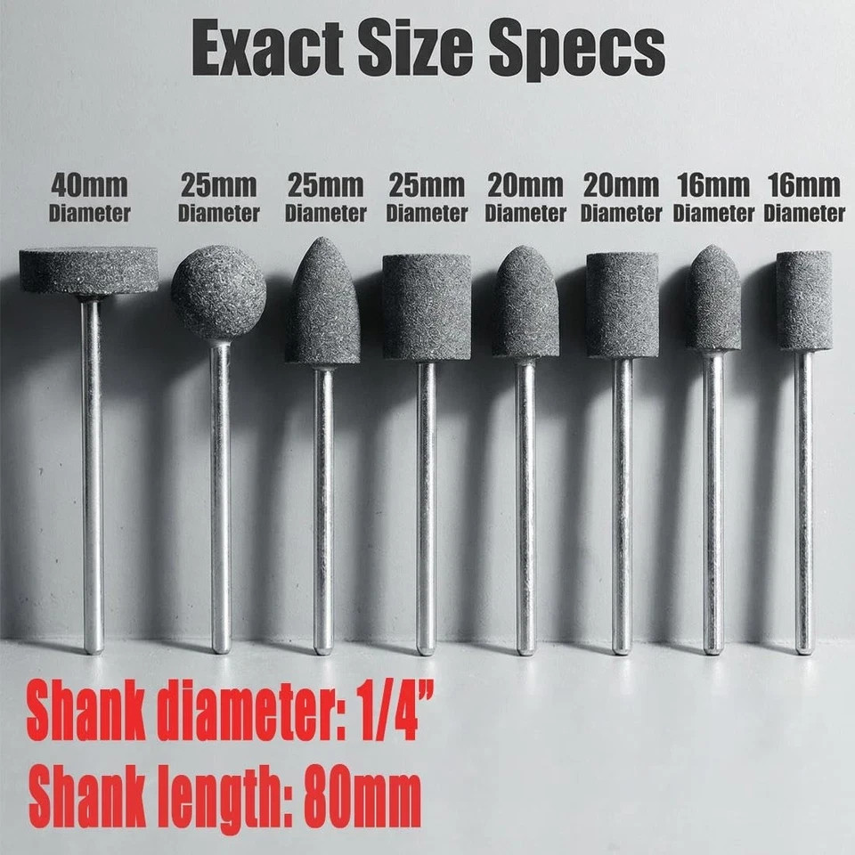 80mm Extra Long Shank Drill Grinding Stone Sets, Extended 1/4″ Shank Aluminum