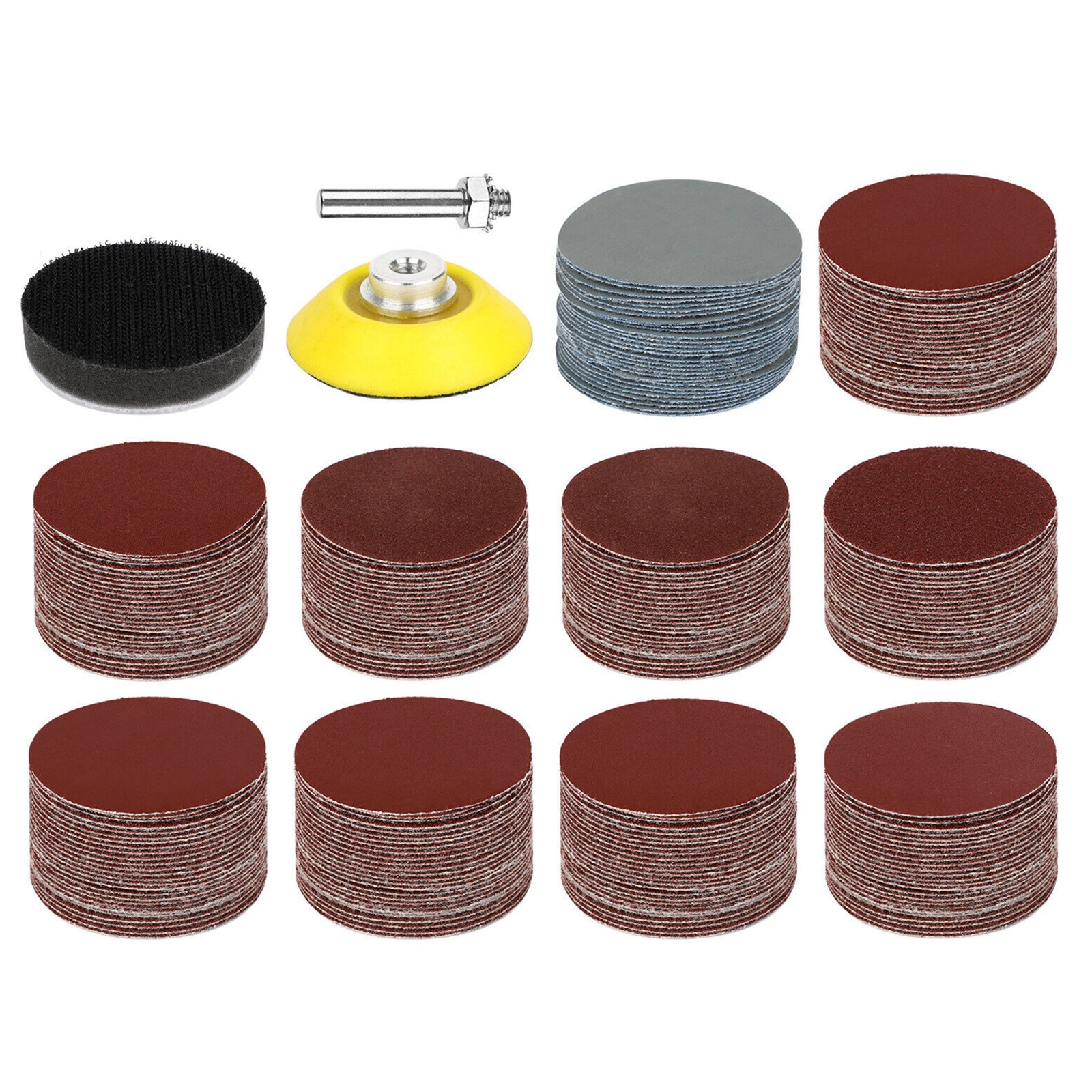 303x/set 2″ Sanding Disc Sand Paper Hook Loop Sander+ Pad+ M6 Drill Adapter
