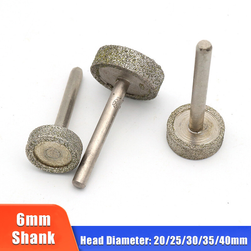 6mm Shank Cylindrical Diamond Grinding Head Burr Drill Bit Jade Polishing Tools