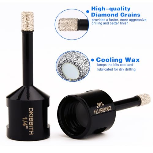 1/4 Inch Dry Diamond Core Drill Bits Set 2 pcs for Ceramic (6 mm) 1/4″ x2pc