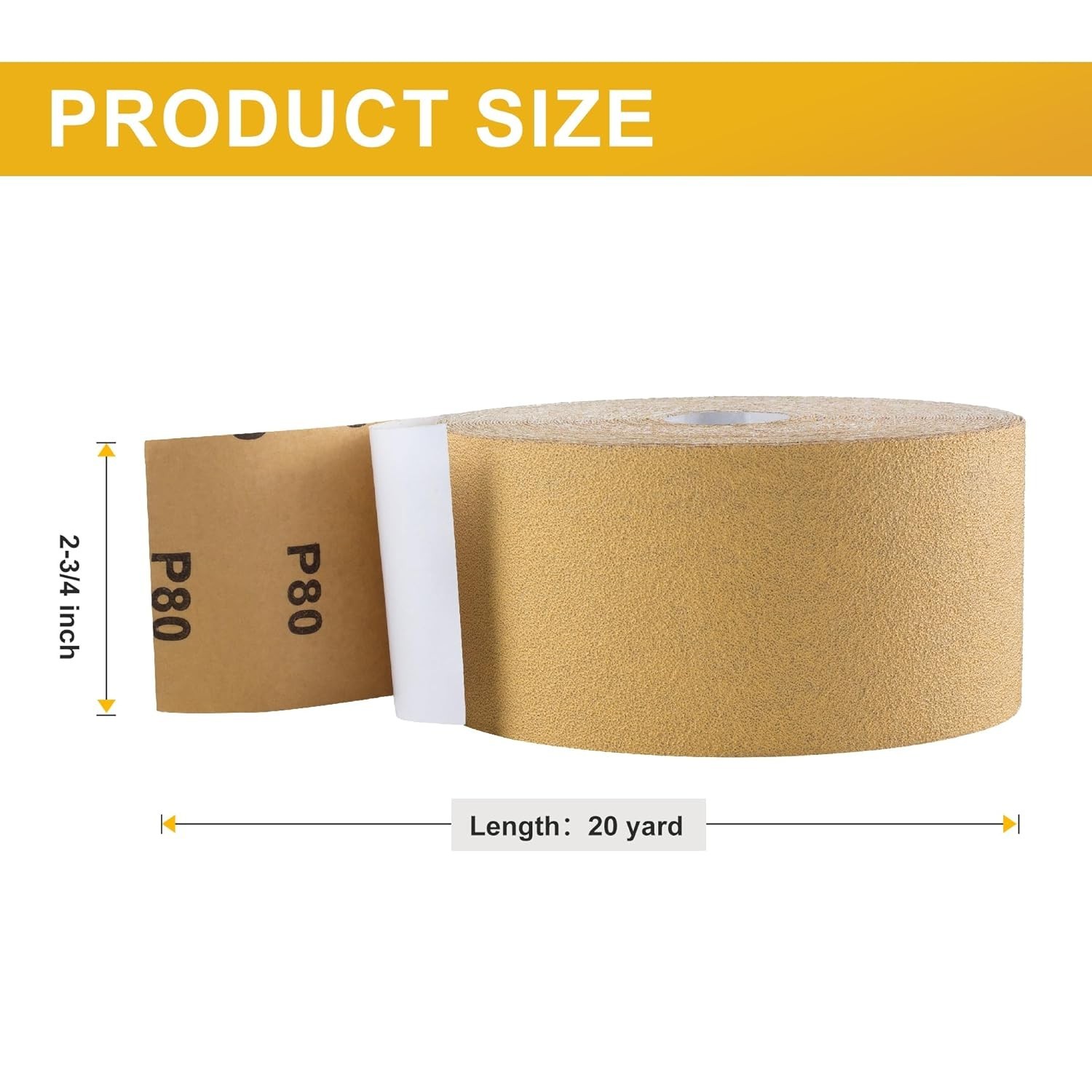 PSA Sandpaper Roll 80 Grit 2-3/4In X 20 Yards Self Adhesive Sticky Back Longboar