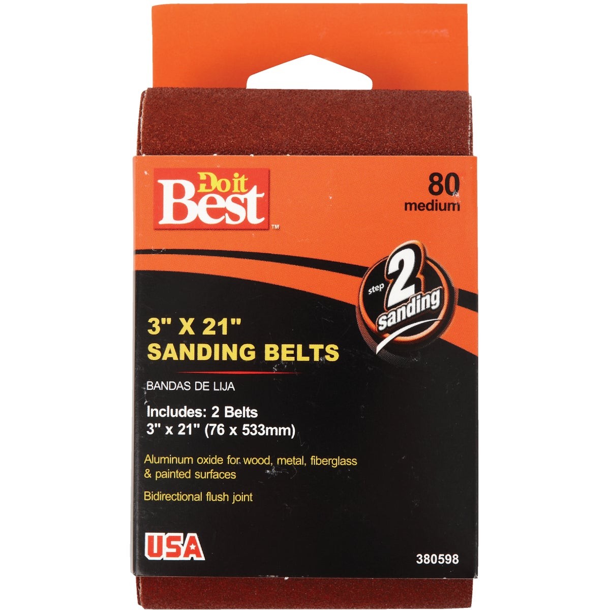 Do it Best 3 In. x 21 In. 80 Grit Heavy-Duty Sanding Belt (2-Pack) BELT3X211PK80