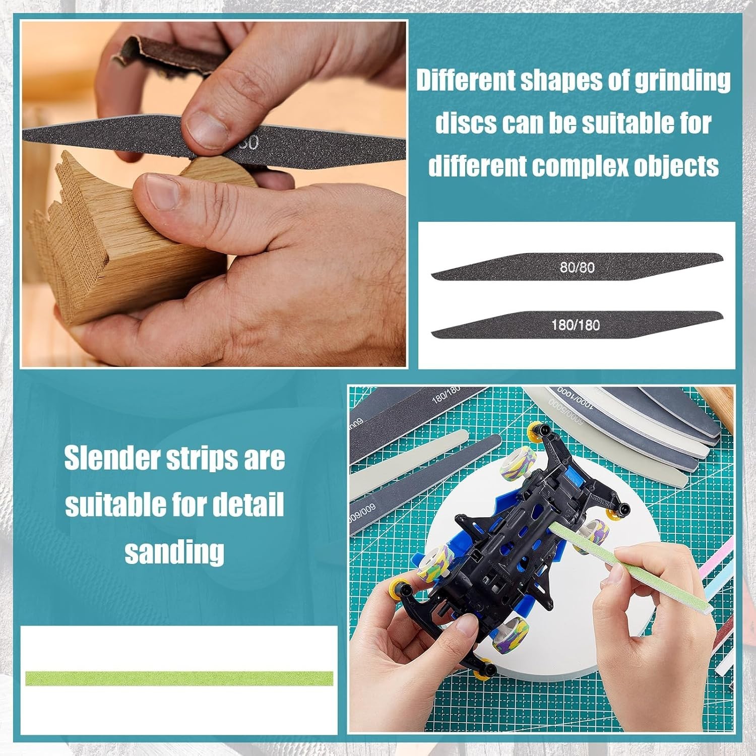 Sanding Sticks Set with Rotating Holder Polishing Sanding Twigs for Crafts