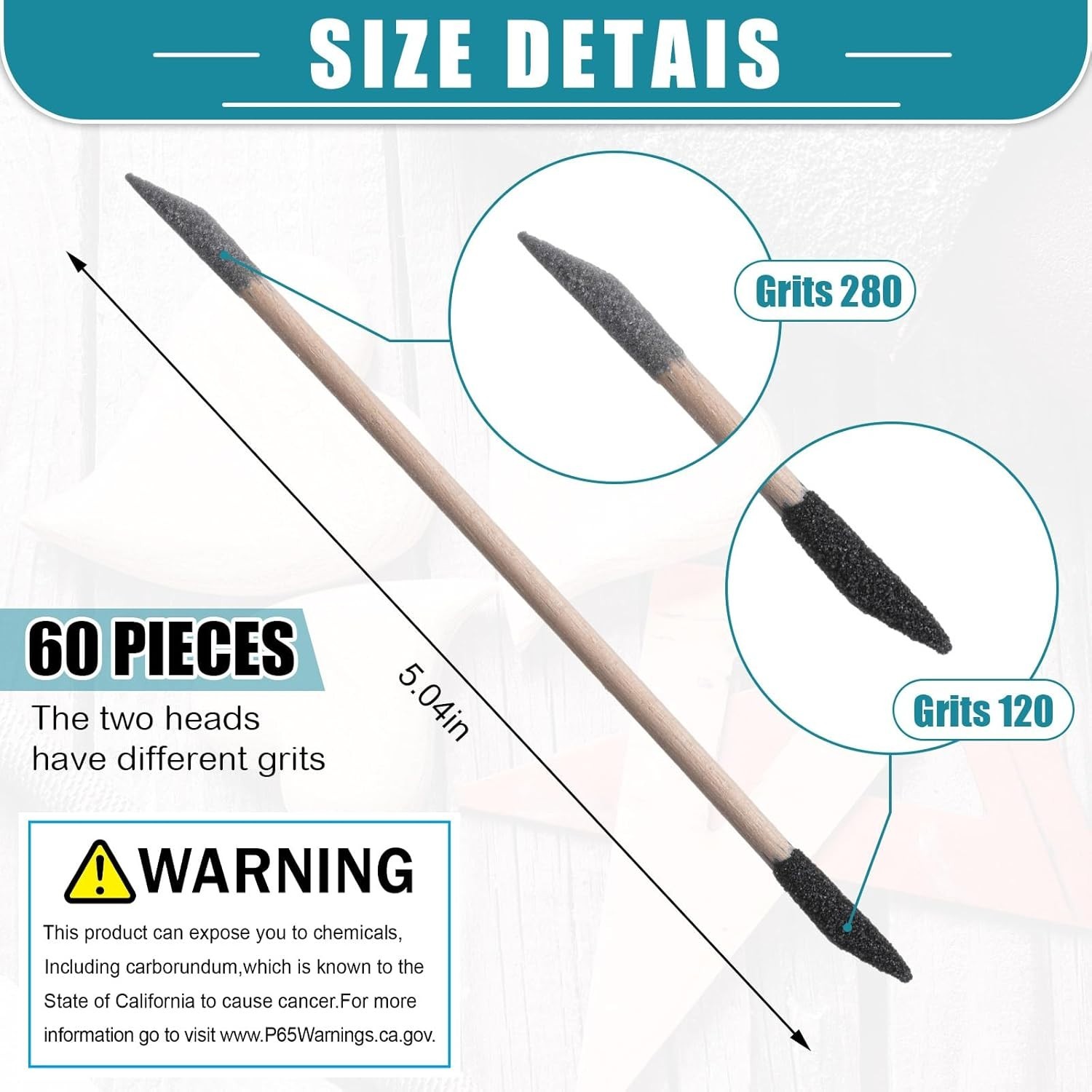Sanding Sticks Set with Rotating Holder Polishing Sanding Twigs for Crafts