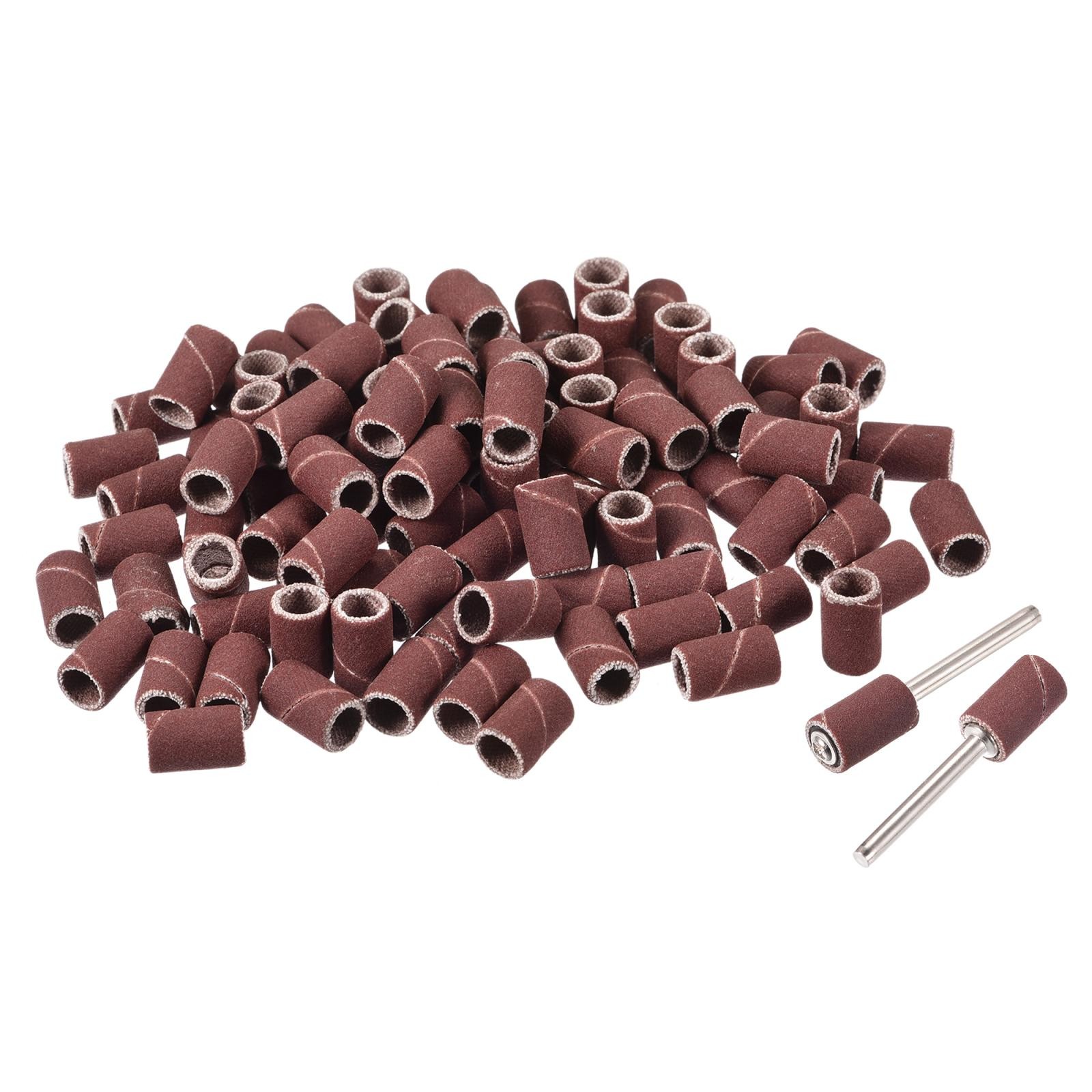 100Pcs 1/4 Inch Sanding Sleeves 600 Grit with 2Pcs 1/8 Inch Mandrels