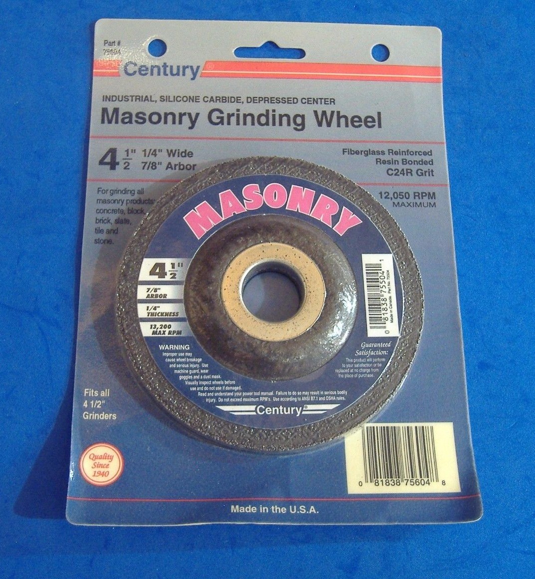MADE IN USA CENTURY 4 1/2″ X 1/4″ X 7/8″ MASONRY GRINDING WHEEL