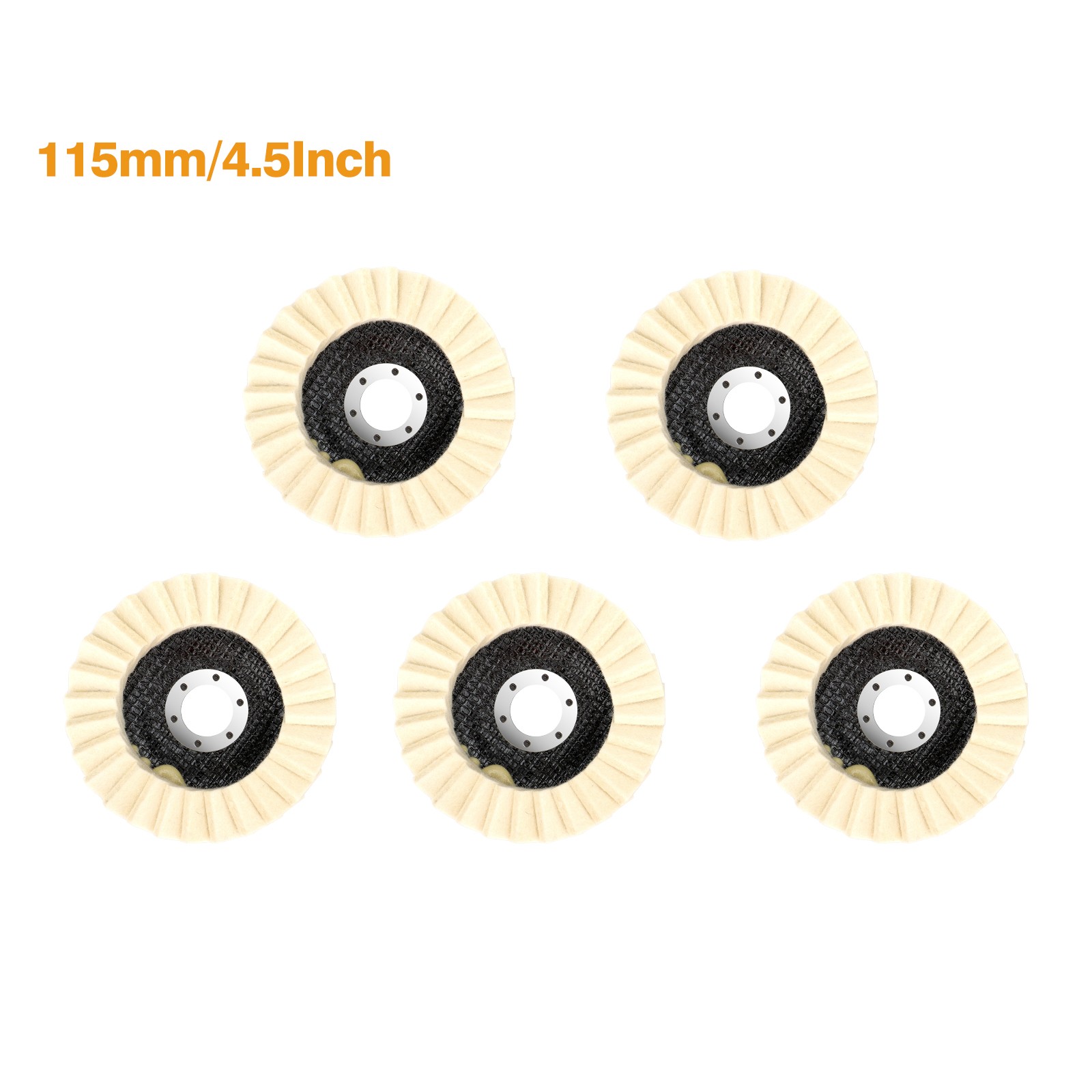5pcs 4.5/5″ Wool Polishing Wheels Buffer Pads Flap Felt Polishing Finishing Disc