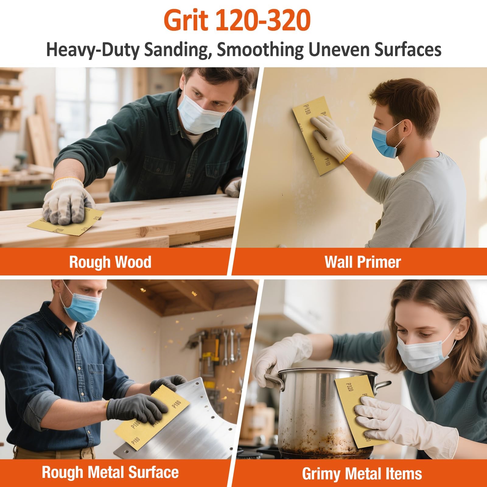 Sand Paper Assortment, 52 Sheets Assorted Grits 120/150/180/240/320/400/600/8…
