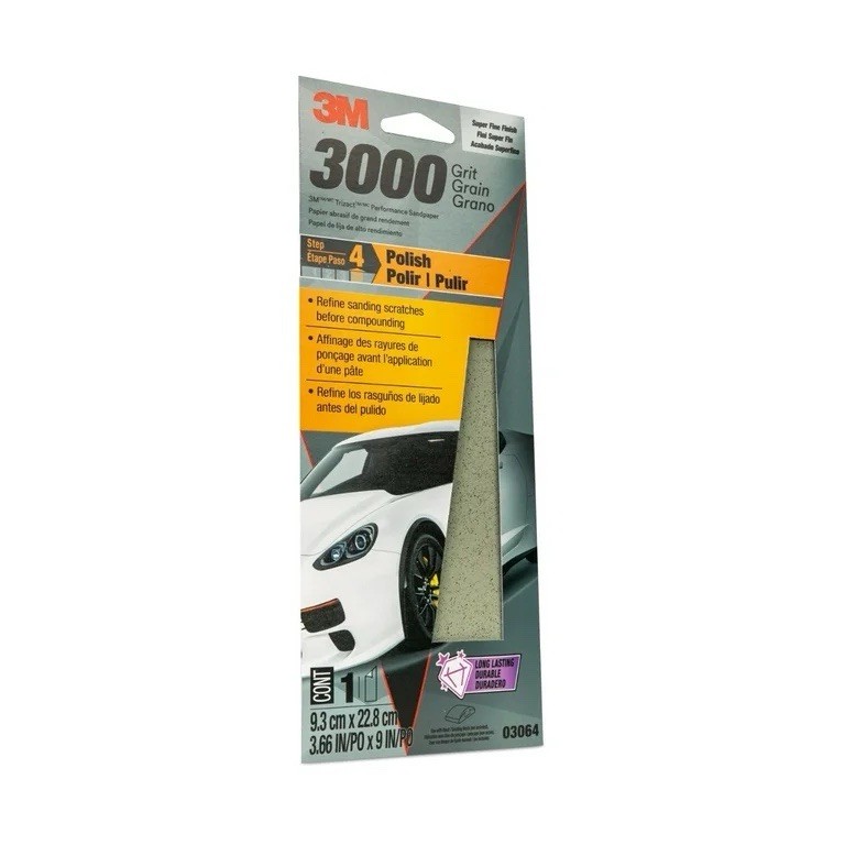 3M Performance 3000 Grit Sandpaper, 3-2/3 In X 9 In, Polish Clear Coat