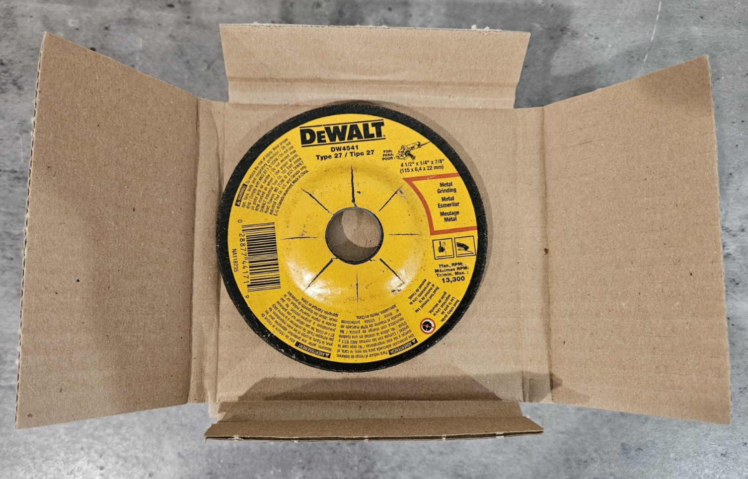 DeWALT DW4541 4.5″ Grinding Wheels 4-1/2″ x 1/4″ x 7/8″- SET of 5
