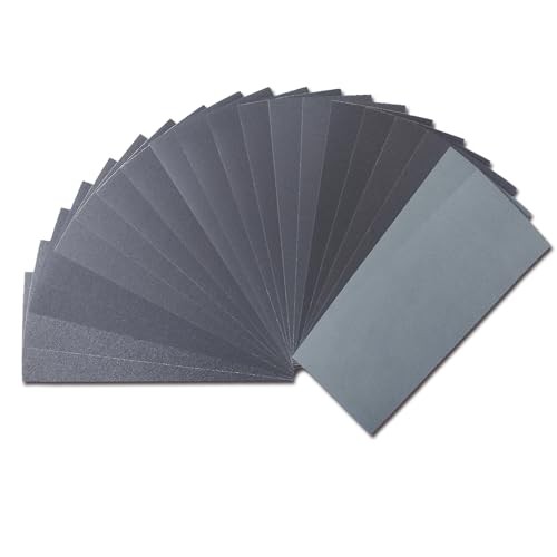20PCS Sandpaper Variety Pack Wet Dry Assorted Grits 9″x3.6″ Sheets