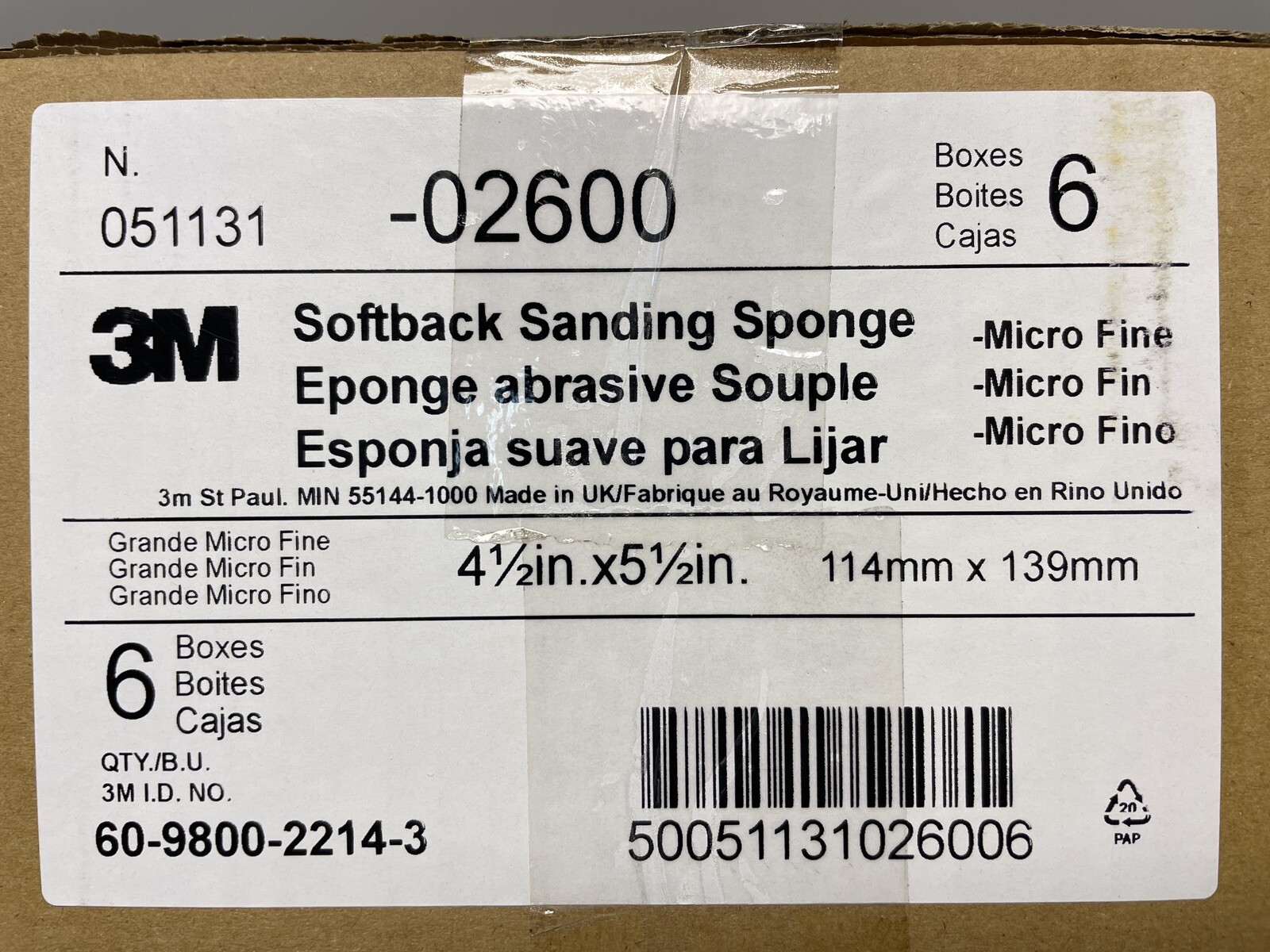 3M Soft Back Sanding Sponge 02600 / 60-9800-2214-3 – Microfine Qty 120 Pcs NEW