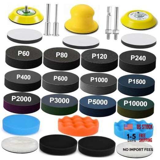 137Pcs Sanding Disc Polishing Kit, Headlight Restoration Kit, 60-10000 3 Inch