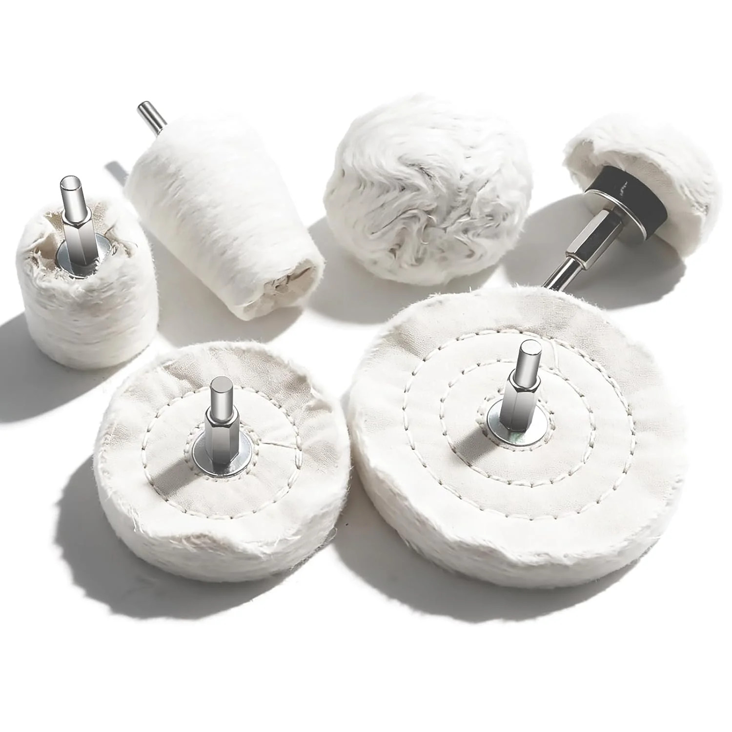 6PCS Buffing Wheel for Drill, Multi-Specification Aluminum Wheel Polishing Kit,B