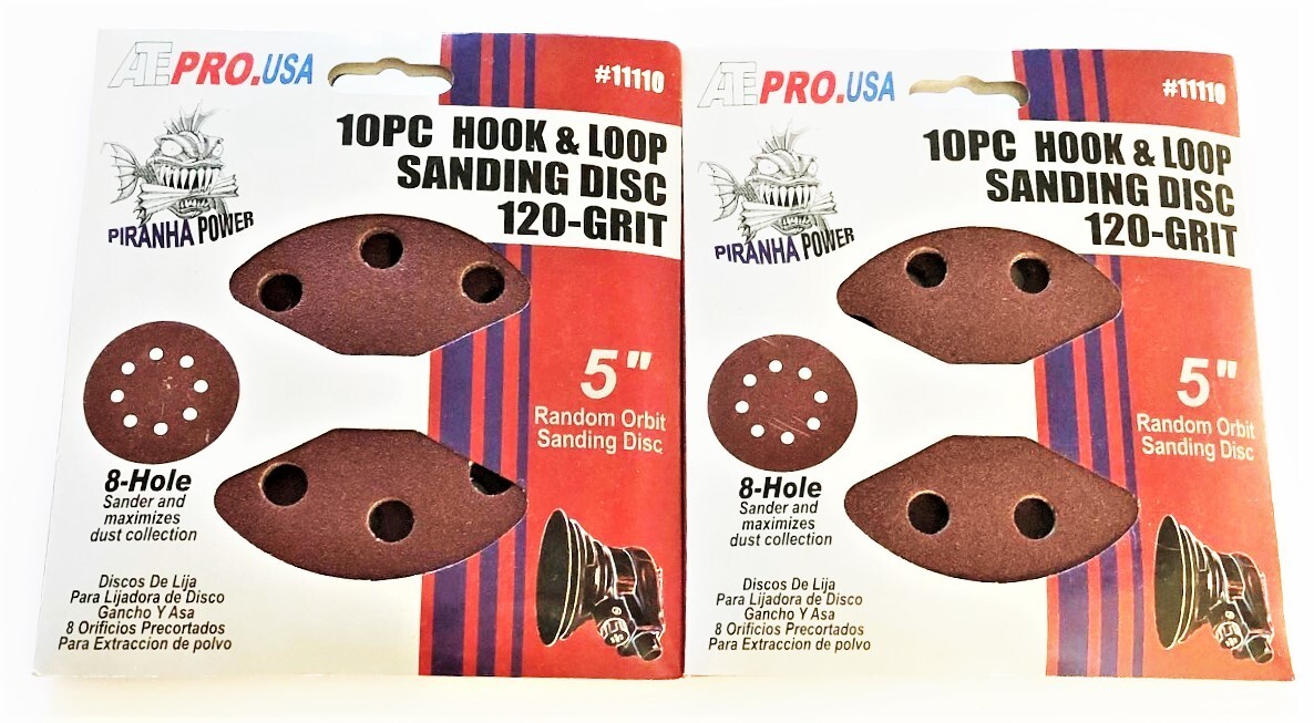 40 ATE PRO 5″ HOOK AND LOOP 8 HOLE SANDING DISCS 120 GRIT ORBITAL SANDER #11110