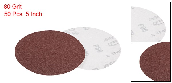 50pcs 5 Inch Sandpaper Hook and Loop Sanding Disc 80 Grits Flocking