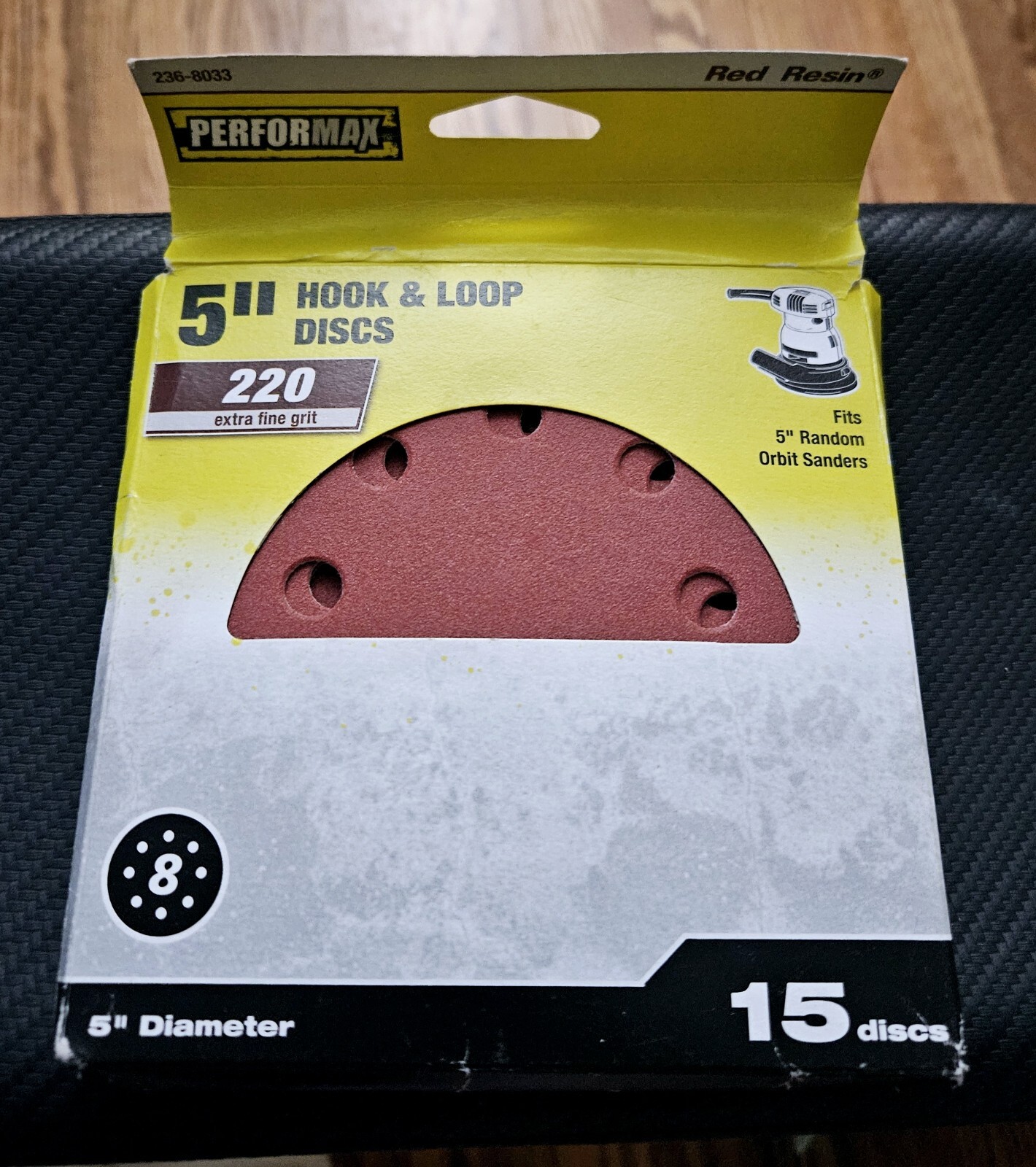 5 inch 220-Grit Extra Fine 8-Hole Hook & Loop Sanding Disc Orbital Paper 13 Pack