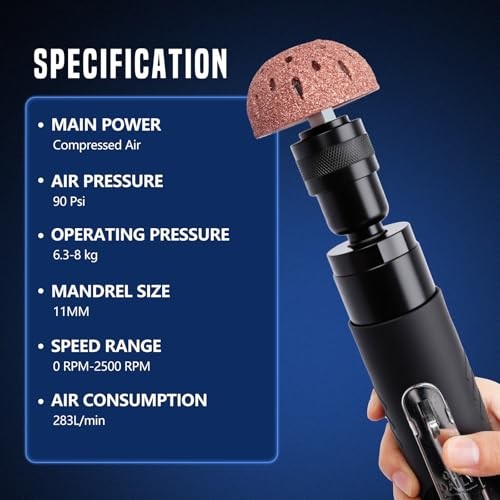 Air Tire Repair Polish Patch Tools, Includes 2500 RPM Low Speed Air Tire 15PCS