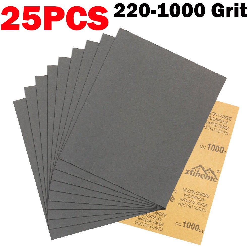 25PCS Starcke Premium Waterproof Silicon Carbide Sandpaper Sheets 9 x 11 Inch
