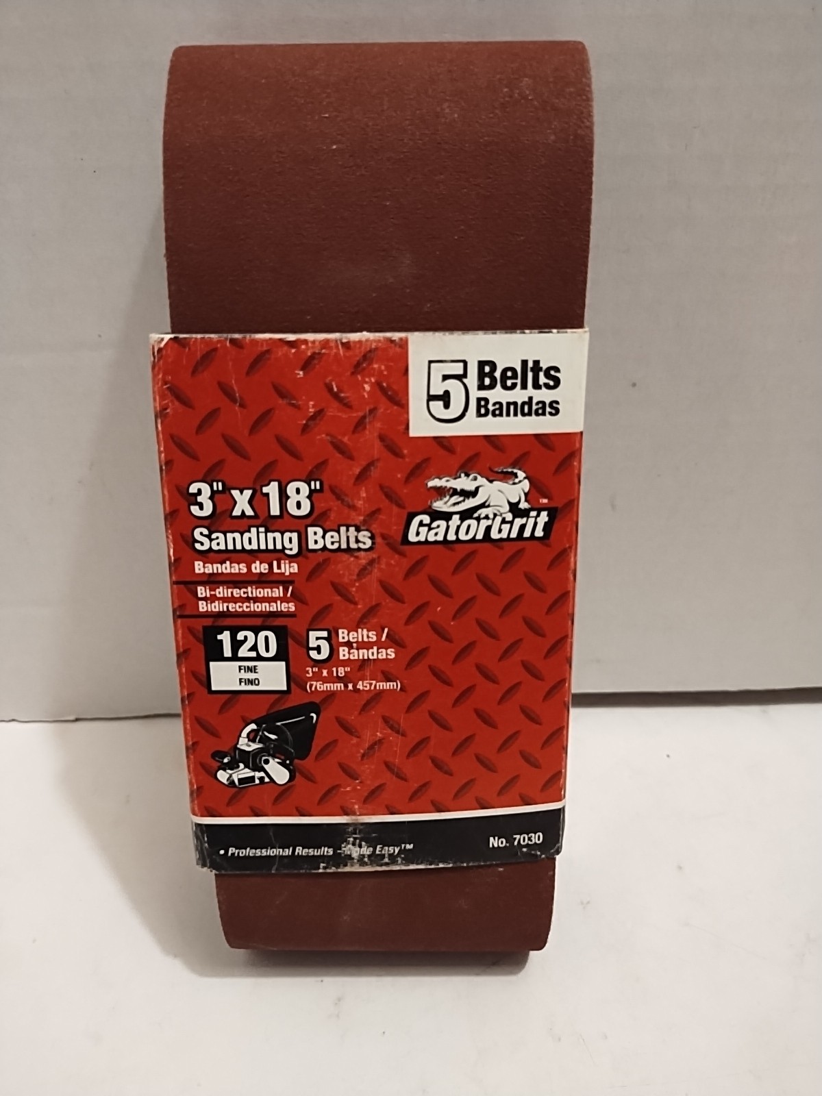 GatorGrit 3″ x 18″ Red Resin Aluminum Oxide Sanding Belts, 120 Grit, 5 Pack