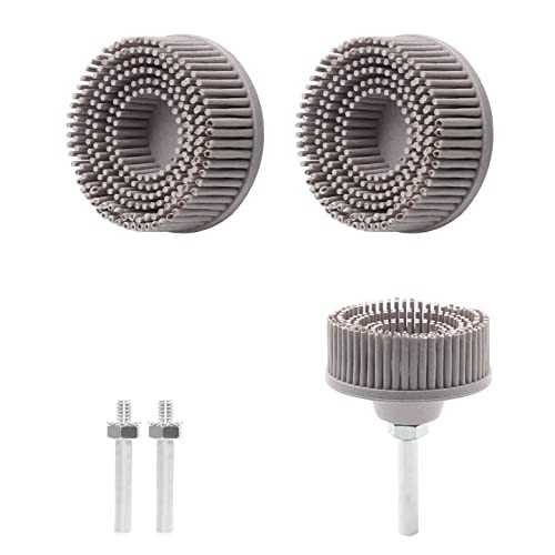 2 Pack 2 Inch White Bristle Disc with 1/4″ Shank 120 Grit Rubber Abrasive Brush