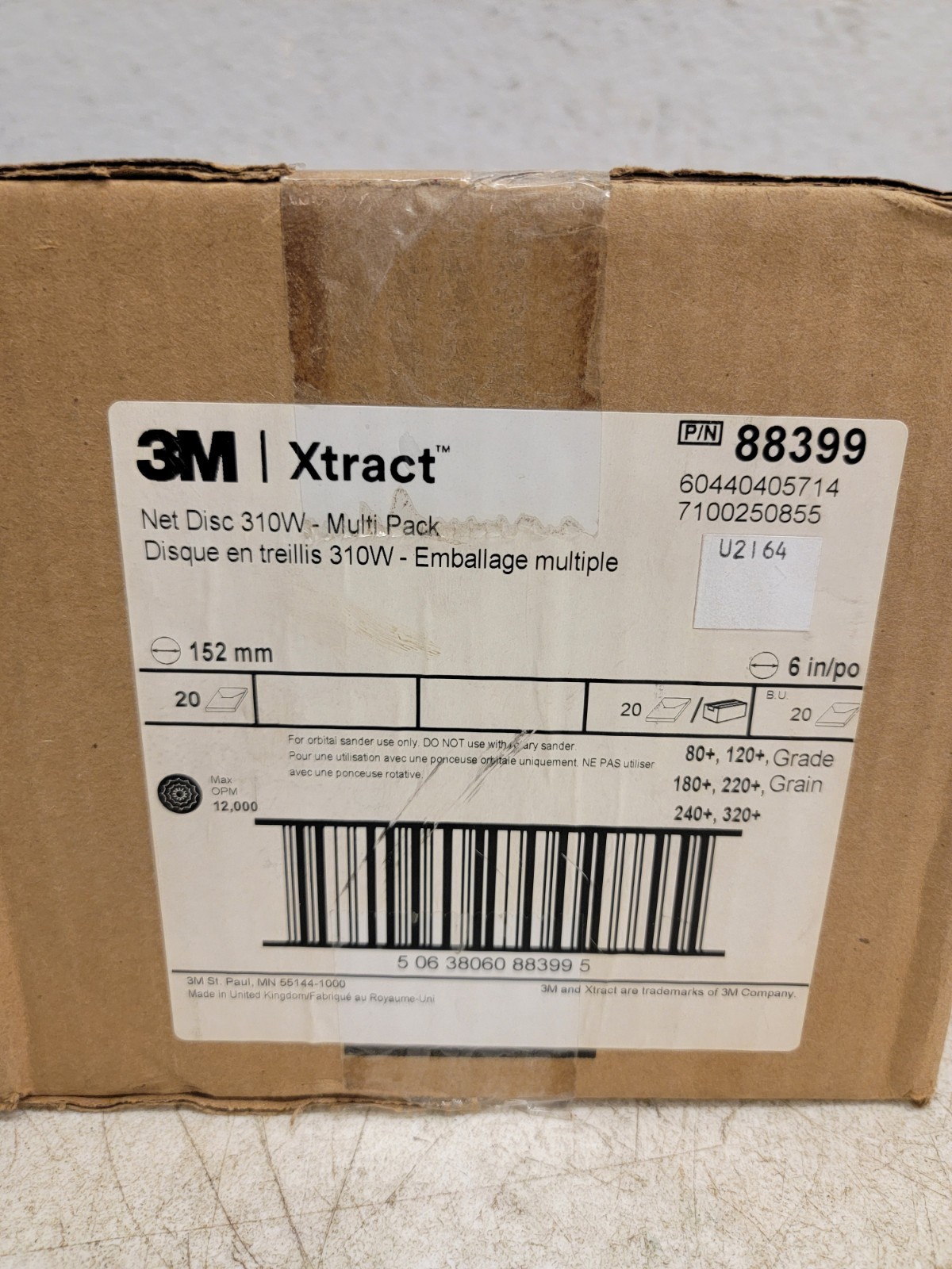 3M Xtract 310W Hook & Loop Net Disc 88399 Aluminum Oxide 6″ Multi-Pack Case/20