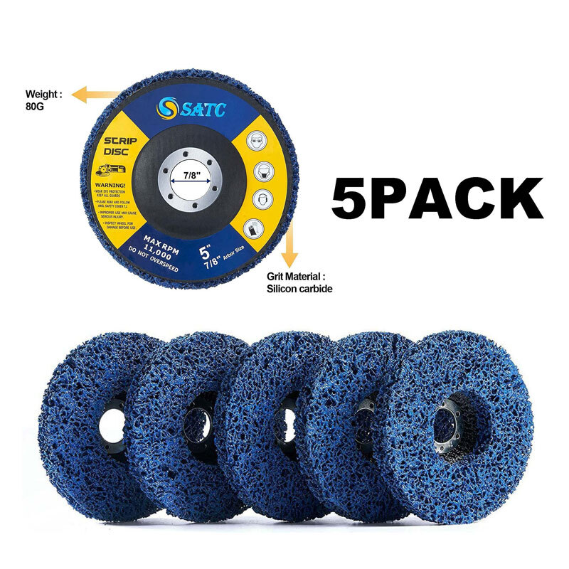 5”x7/8″ 5 Pack Poly Strip Disc Wheel Paint Rust Removal Clean Angle Grinder New