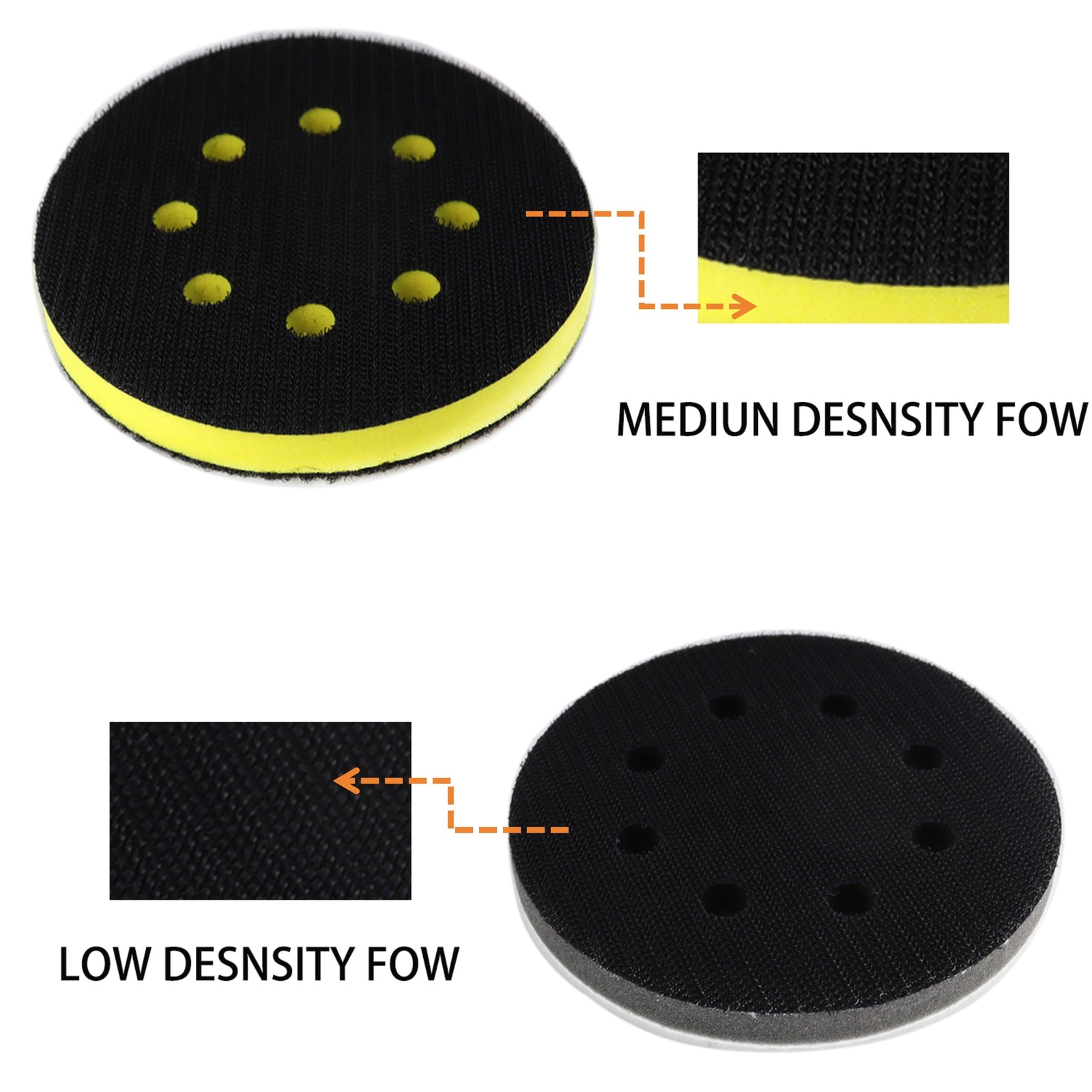 2 Pcs 5 Inch 8 Holes Soft Foam Interface Pad Hook and Loop Sponge Cushion Buffer