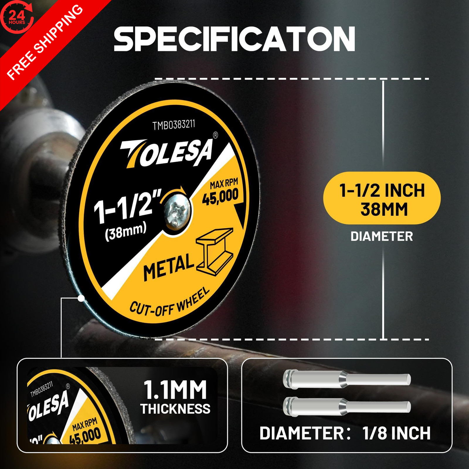 1-1/2 Cut Off Wheels 50 Pack, 1.5″ x 1/8″ Fiberglass Reinforced 1.5 inches