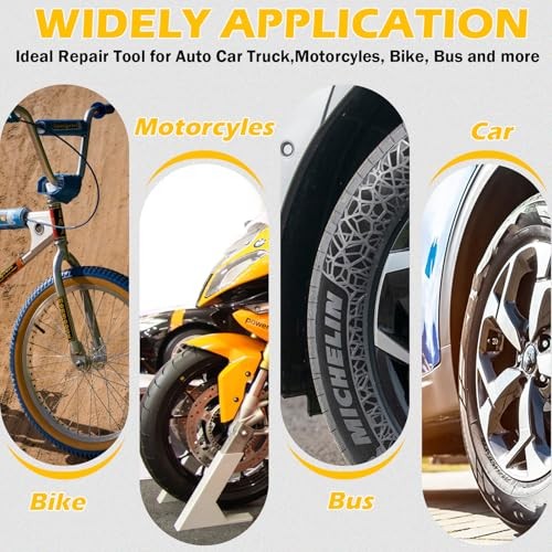 Air Tire Repair Kits, Wheel Polish Patch Tools, Includes 2500RPM Low Speed