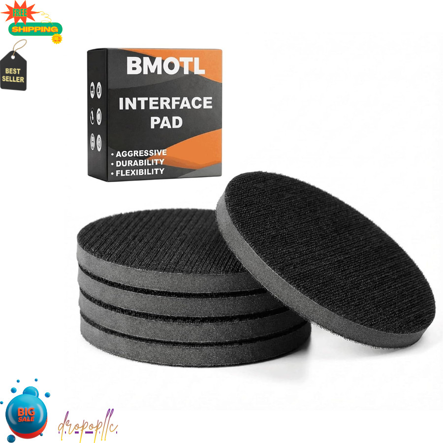 BMOTL 6-Inch No-Hole Interface Pad 5 Pack Hook Loop Foam Sanding Discs Backi…